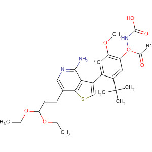 Carbamic acid,[4-[4-amino-7-[(1E)-3,3-diethoxy-1-propenyl]thieno[3,2-c]pyridin-3-yl]-2-methoxyphenyl]-, 1,1-dimethylethyl ester molecular structure