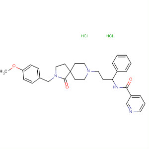 3-Pyridinecarboxamide,N-[3-[2-[(4-methoxyphenyl)methyl]-1-oxo-2,8-diazaspiro[4.5]dec-8-yl]-1-phenylpropyl]-, dihydrochloride molecular structure