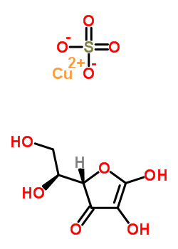 copper(2+) sulfate - L-erythro-hex-1-enofuranos-3-ulose (1:1:1) molecular structure