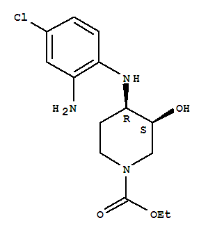 ethyl cis-4-[(2-amino-4-chlorophenyl)amino]-3-hydroxypiperidine-1-carboxylate molecular structure