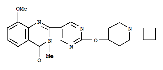 4(3H)-Quinazolinone,  2-[2-[(1-cyclobutyl-4-piperidinyl)oxy]-5-pyrimidinyl]-8-methoxy-3-methyl- molecular structure