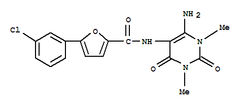 2-Furancarboxamide,  N-(6-amino-1,2,3,4-tetrahydro-1,3-dimethyl-2,4-dioxo-5-pyrimidinyl)-5-(3-chlorophenyl)- molecular structure