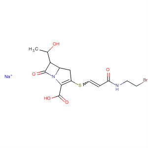 1-Azabicyclo[3.2.0]hept-2-ene-2-carboxylic acid,3-[[3-[(2-bromoethyl)amino]-3-oxo-1-propenyl]thio]-6-(1-hydroxyethyl)-7-oxo-, monosodium salt molecular structure