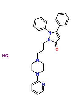 3H-Pyrazol-3-one, 1,2-dihydro-1,5-diphenyl-2-(3-(4-(2-pyridinyl)-1-piperazinyl)propyl)-, monohydrochloride molecular structure