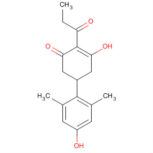 2-Cyclohexen-1-one,3-hydroxy-5-(4-hydroxy-2,6-dimethylphenyl)-2-(1-oxopropyl)- molecular structure