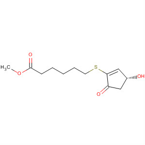 Hexanoic acid, 6-[(3-hydroxy-5-oxo-1-cyclopenten-1-yl)thio]-, methylester, (R)- molecular structure