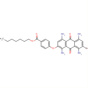 Benzoic acid,4-[(1,4,5,8-tetraamino-7-bromo-9,10-dihydro-9,10-dioxo-2-anthracenyl)oxy]-, heptyl ester molecular structure