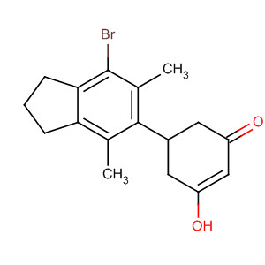 2-Cyclohexen-1-one,5-(7-bromo-2,3-dihydro-4,6-dimethyl-1H-inden-5-yl)-3-hydroxy- molecular structure