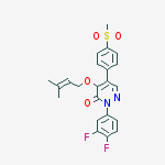 3(2H)-PYRIDAZINONE, 2-(3,4-DIFLUOROPHENYL)-4-[(3-METHYL-2-BUTEN-1-YL)OXY]-5-[4-(METHYLSULFONYL)PHENYL]- molecular structure