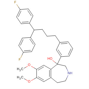 1H-3-Benzazepine,3-[4,4-bis(4-fluorophenyl)butyl]-2,3,4,5-tetrahydro-7,8-dimethoxy-1-phenoxy- molecular structure
