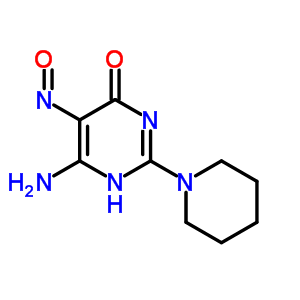 6-amino-5-nitroso-2-(piperidin-1-yl)pyrimidin-4(1H)-one molecular structure