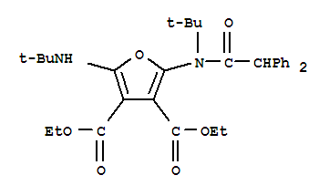 3,4-Furandicarboxylicacid,2-[(1,1-dimethylethyl)amino]-5-[(1,1-dimethylethyl)(2,2-diphenylacetyl)amino]-,3,4-diethyl ester molecular structure