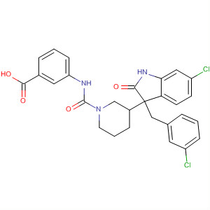 Benzoic acid,3-[[[3-[6-chloro-3-[(3-chlorophenyl)methyl]-2,3-dihydro-2-oxo-1H-indol-3-yl]-1-piperidinyl]carbonyl]amino]-