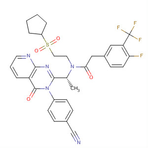 Benzeneacetamide,N-[(1R)-1-[3-(4-cyanophenyl)-3,4-dihydro-4-oxopyrido[2,3-d]pyrimidin-2-yl]ethyl]-N-[2-(cyclopentylsulfonyl)ethyl]-4-fluoro-3-(trifluoromethyl)- molecular structure