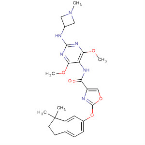 4-Oxazolecarboxamide,2-[(2,3-dihydro-3,3-dimethyl-1H-inden-5-yl)oxy]-N-[4,6-dimethoxy-2-[(1-methyl-3-azetidinyl)amino]-5-pyrimidinyl]- molecular structure