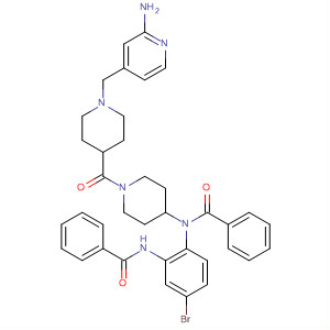 Benzamide,N-[1-[[1-[(2-amino-4-pyridinyl)methyl]-4-piperidinyl]carbonyl]-4-piperidinyl]-N-[2-(benzoylamino)-4-bromophenyl]- molecular structure