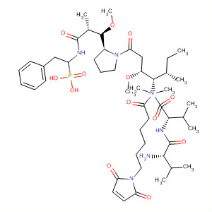 L-Valinamide,N-[6-(2,5-dihydro-2,5-dioxo-1H-pyrrol-1-yl)-1-oxohexyl]-N-methyl-L-valyl-N-[(1S,2R)-2-methoxy-4-[(2S)-2-[(1R,2R)-1-methoxy-2-methyl-3-oxo-3-[(2-phenyl-1-phosphonoethyl)amino]propyl]-1-pyrrolidinyl]-1-[(1S)-1-methylpropyl]-4-oxobutyl]-N-methyl molecular structure