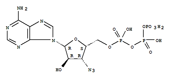 9-(3-azido-3-deoxy-beta-D-xylofuranosyl)adenine 5-triphosphate molecular structure