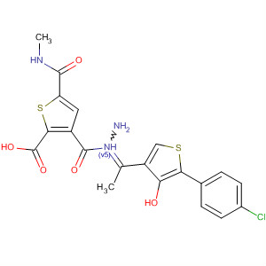 2-Thiophenecarboxylic acid, 5-[(methylamino)carbonyl]-,2-[1-[5-(4-chlorophenyl)-4-hydroxy-3-thienyl]ethylidene]hydrazide molecular structure