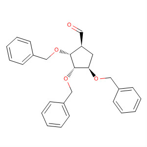 Cyclopentanecarboxaldehyde, 2,3,4-tris(phenylmethoxy)-,(1S,2R,3S,4R)- molecular structure