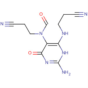 Formamide,N-[2-amino-6-[(2-cyanoethyl)amino]-1,4-dihydro-4-oxo-5-pyrimidinyl]-N-(2-cyanoethyl)- molecular structure