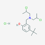 2-[[bis(2-chloropropyl)amino]methyl]-4-tert-butylphenol;hydrochloride molecular structure