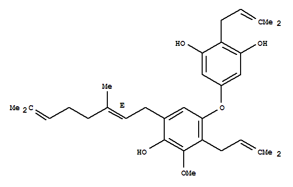 1,3-Benzenediol,5-[5-(3,7-dimethyl-2,6-octadienyl)-4-hydroxy-3-methoxy-2-(3-methyl-2-butenyl)phenoxy]-2-(3-methyl-2-butenyl)-,(E)-