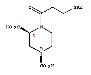 2,4-Piperidinedicarboxylic acid, 1-(3-(acetylthio)-1-oxopropyl)-, cis- molecular structure