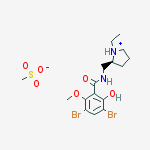 3,5-dibromo-N-[[(2S)-1-ethylpyrrolidin-1-ium-2-yl]methyl]-2-hydroxy-6-methoxybenzamide; methanesulfonate molecular structure