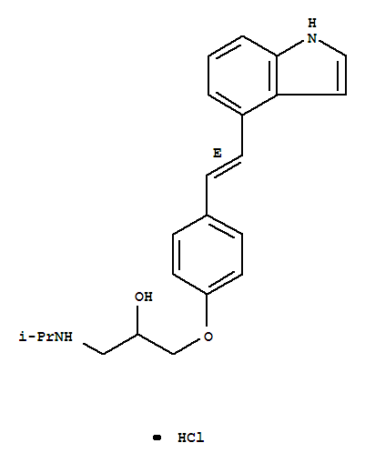 1-{4-[(E)-2-(1H-indol-4-yl)ethenyl]phenoxy}-3-[(1-methylethyl)amino]propan-2-ol hydrochloride molecular structure